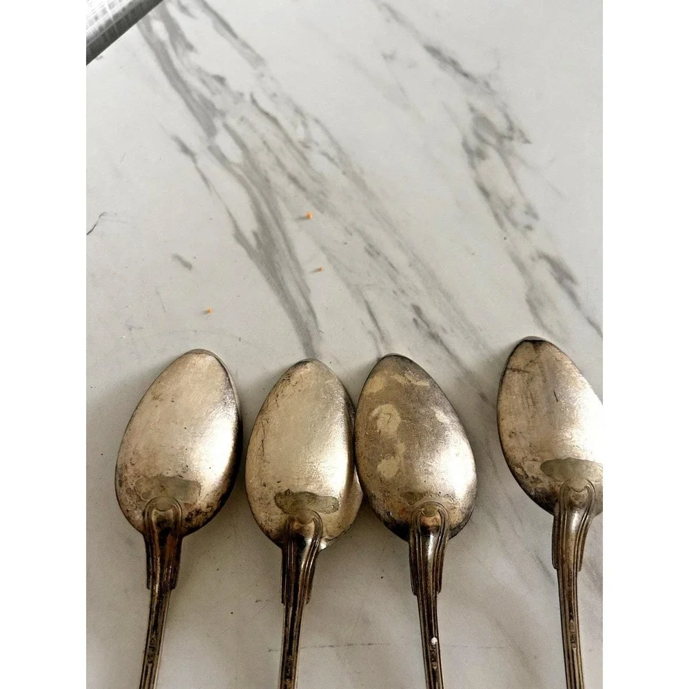 Antique Christofle France Silver Plated Dinner Serving Spoons Lot of 4 Fiddle A